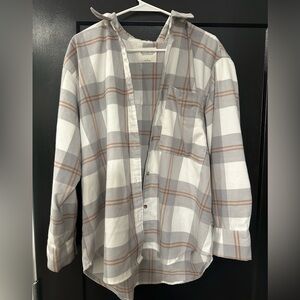 Abercrombie & Fitch Cream and Tan Plaid Shirt